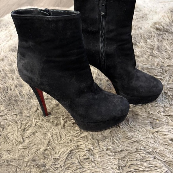 Christian Louboutin Suede Black Boots with Red Soles